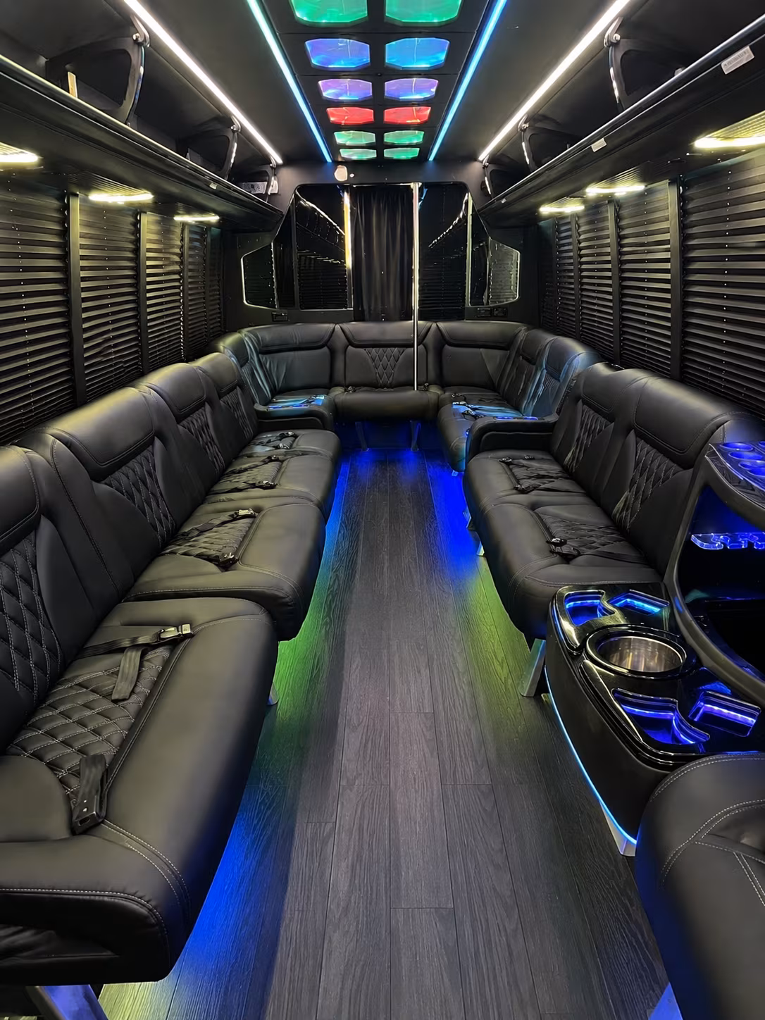 rochester hills 20 passenger party bus interior