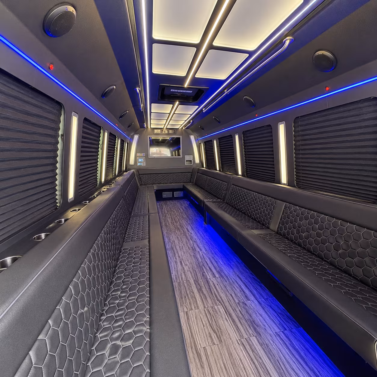 rochester hills 30 passenger party bus interior