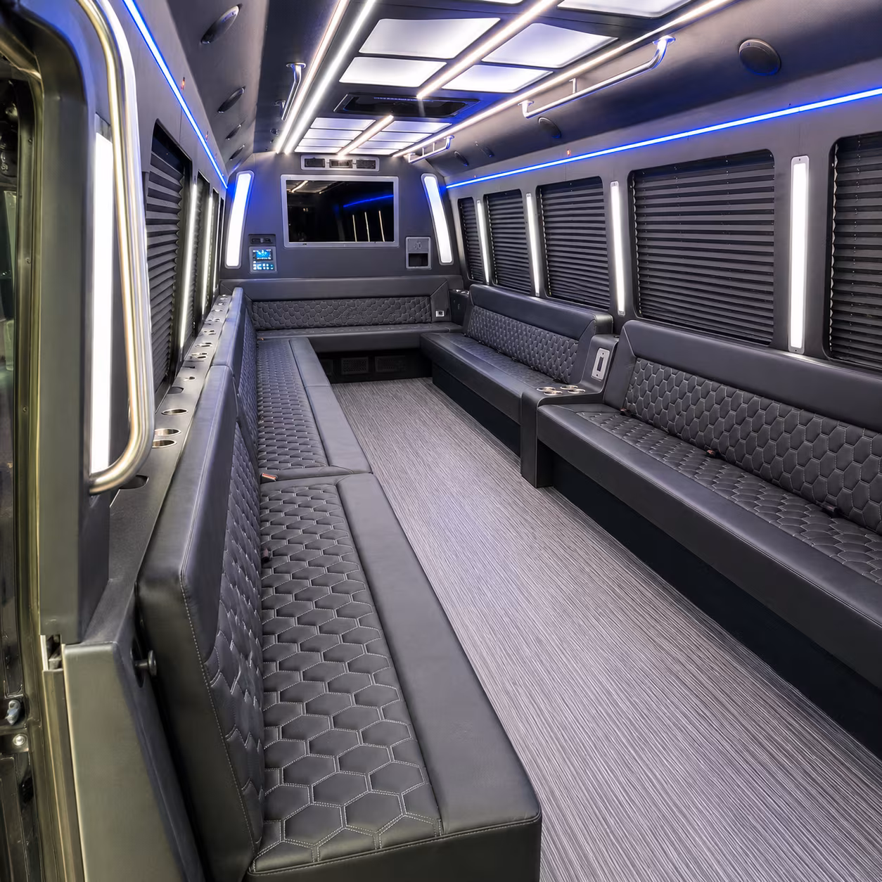 rochester hills 40 passenger party bus interior